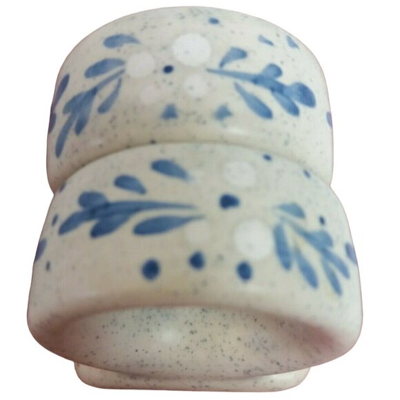 Vintage White Blue Napkin Ring Holders Hand-painted Ceramic Set of 2 Replacement - Picture 3 of 8